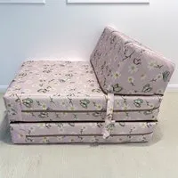 Single Butterfly Print Foldable Chair Bed - Pink