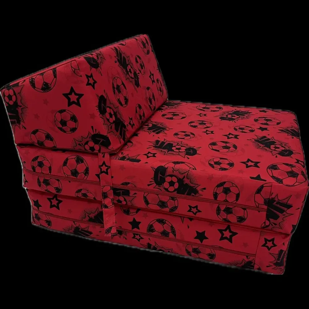 Single Goal Print Foldable Chair Bed - Red