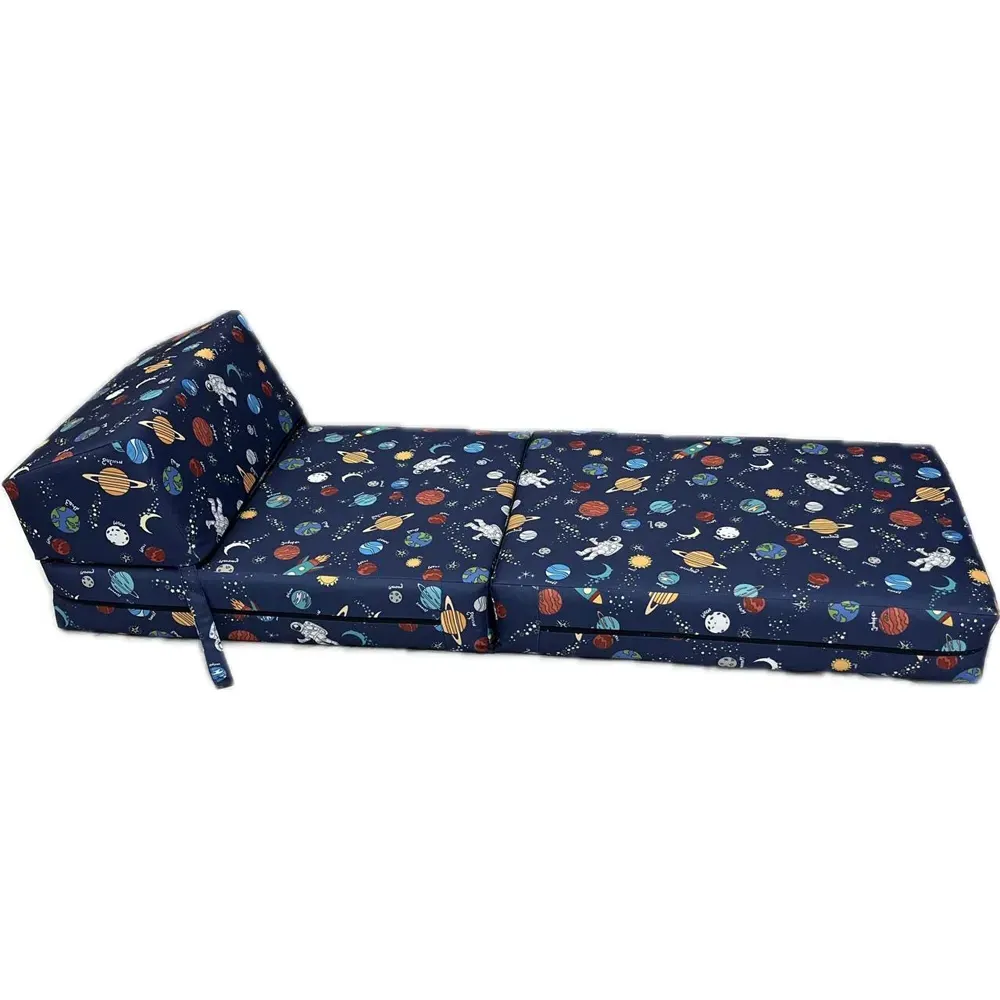 Single Space Print Foldable Chair Bed - Blue