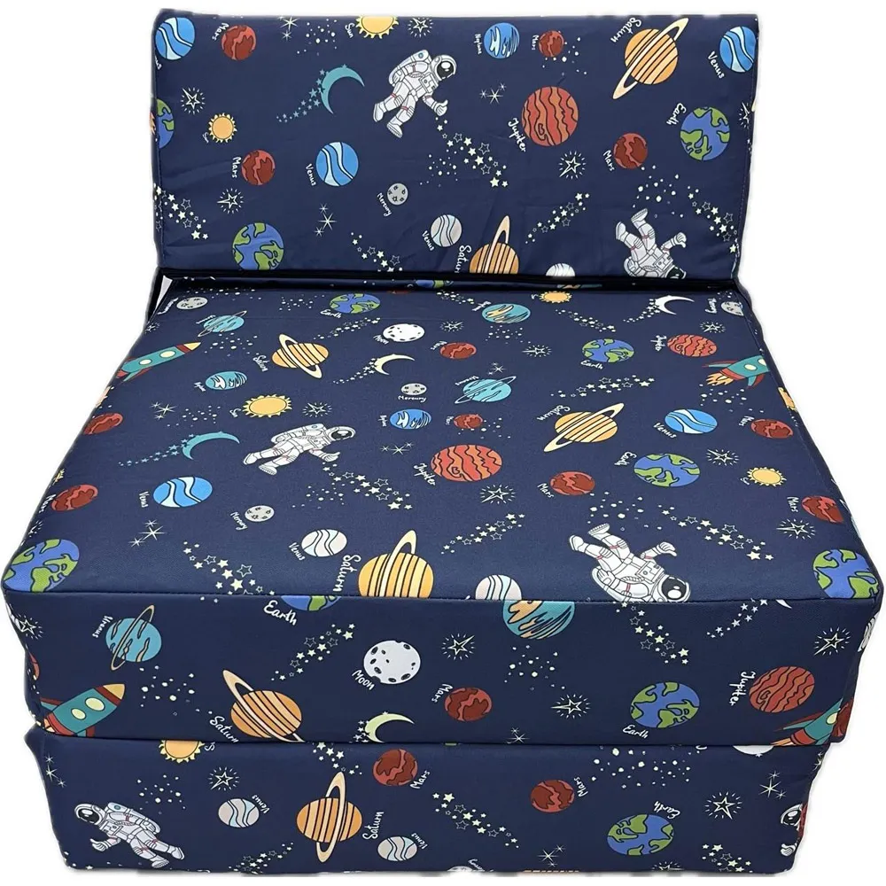 Single Space Print Foldable Chair Bed - Blue