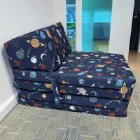 Single Space Print Foldable Chair Bed - Blue