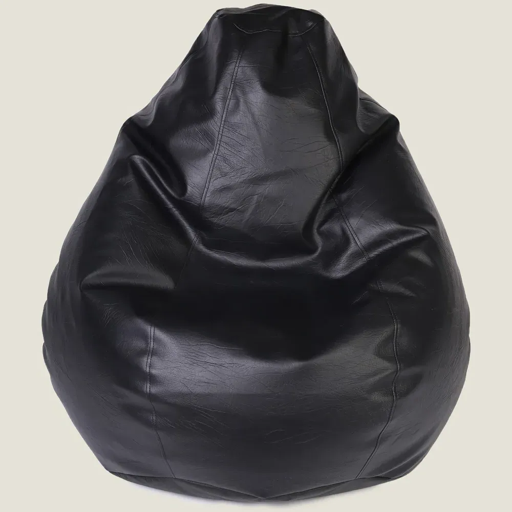 Tear Drop Bean Bag - Black, Faux Leather