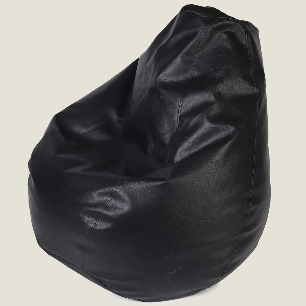 Tear Drop Bean Bag - Black, Faux Leather