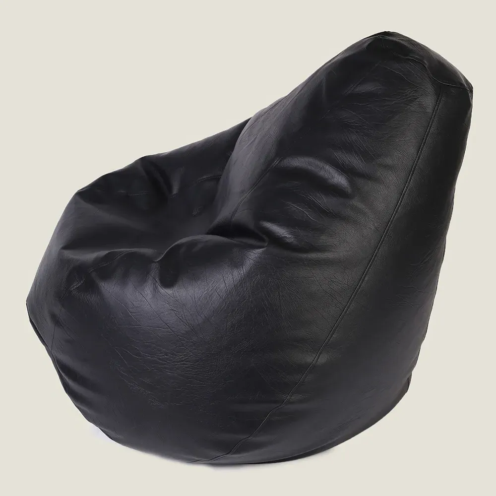 Tear Drop Bean Bag - Black, Faux Leather