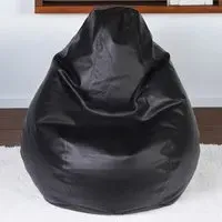 Tear Drop Bean Bag - Black, Faux Leather