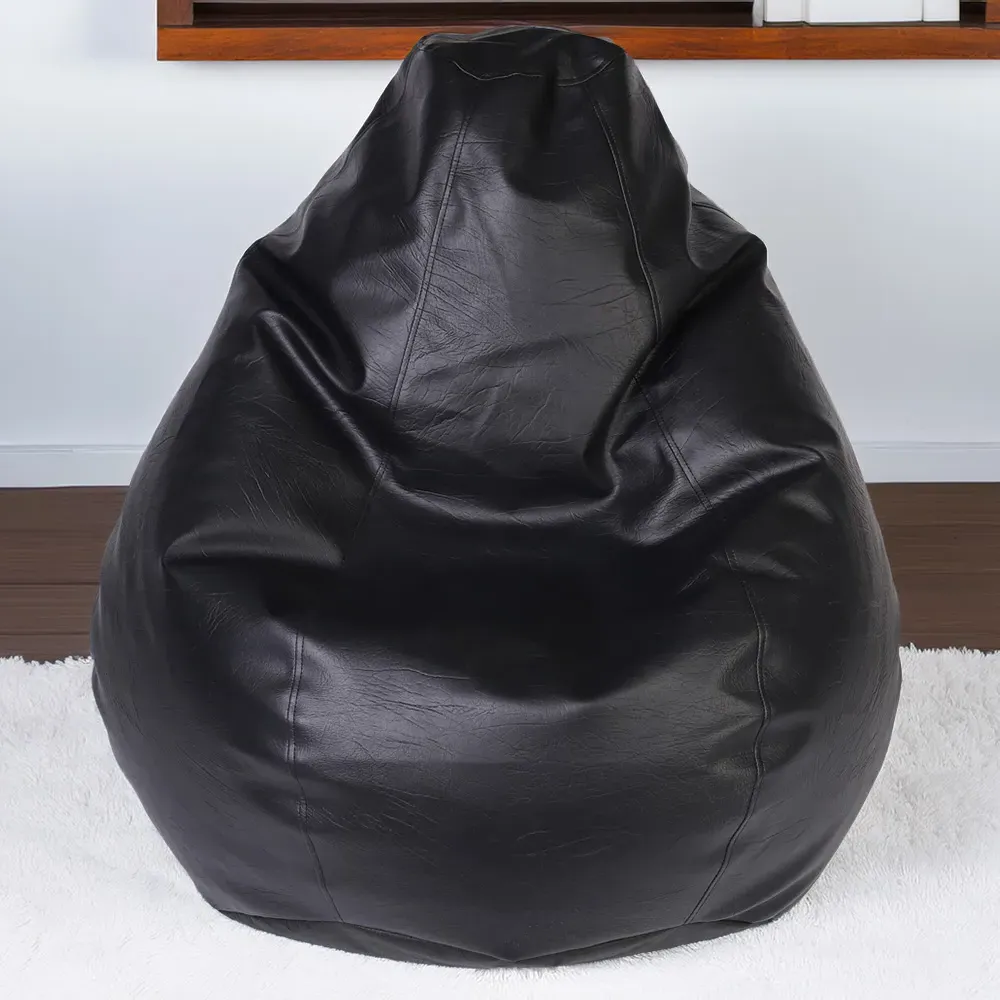 Tear Drop Bean Bag - Black, Faux Leather