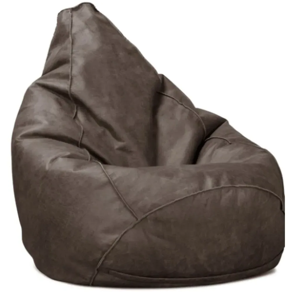 Tear Drop Bean Bag - Brown, Faux Leather