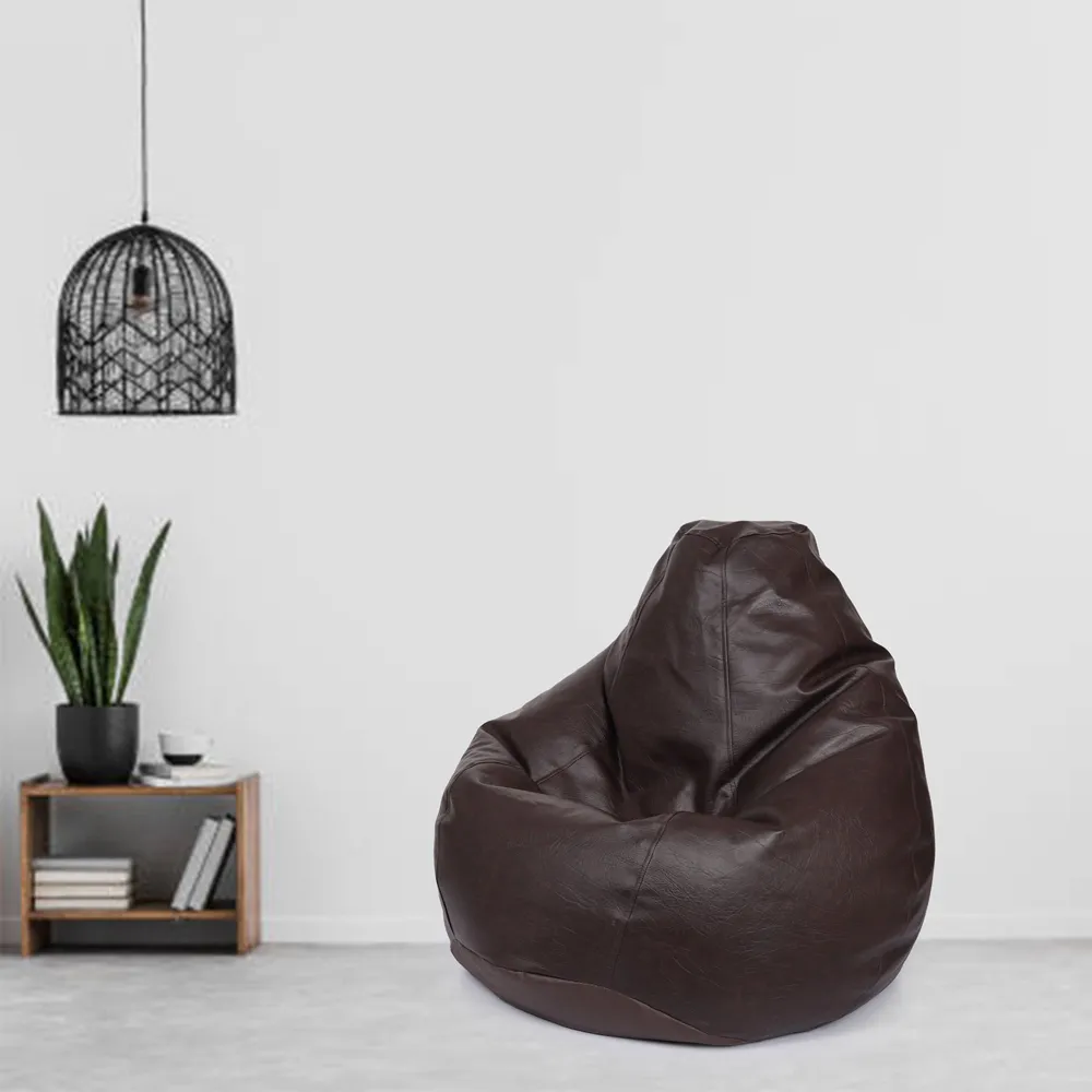 Tear Drop Bean Bag - Brown, Faux Leather