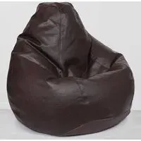 Tear Drop Bean Bag - Brown, Faux Leather