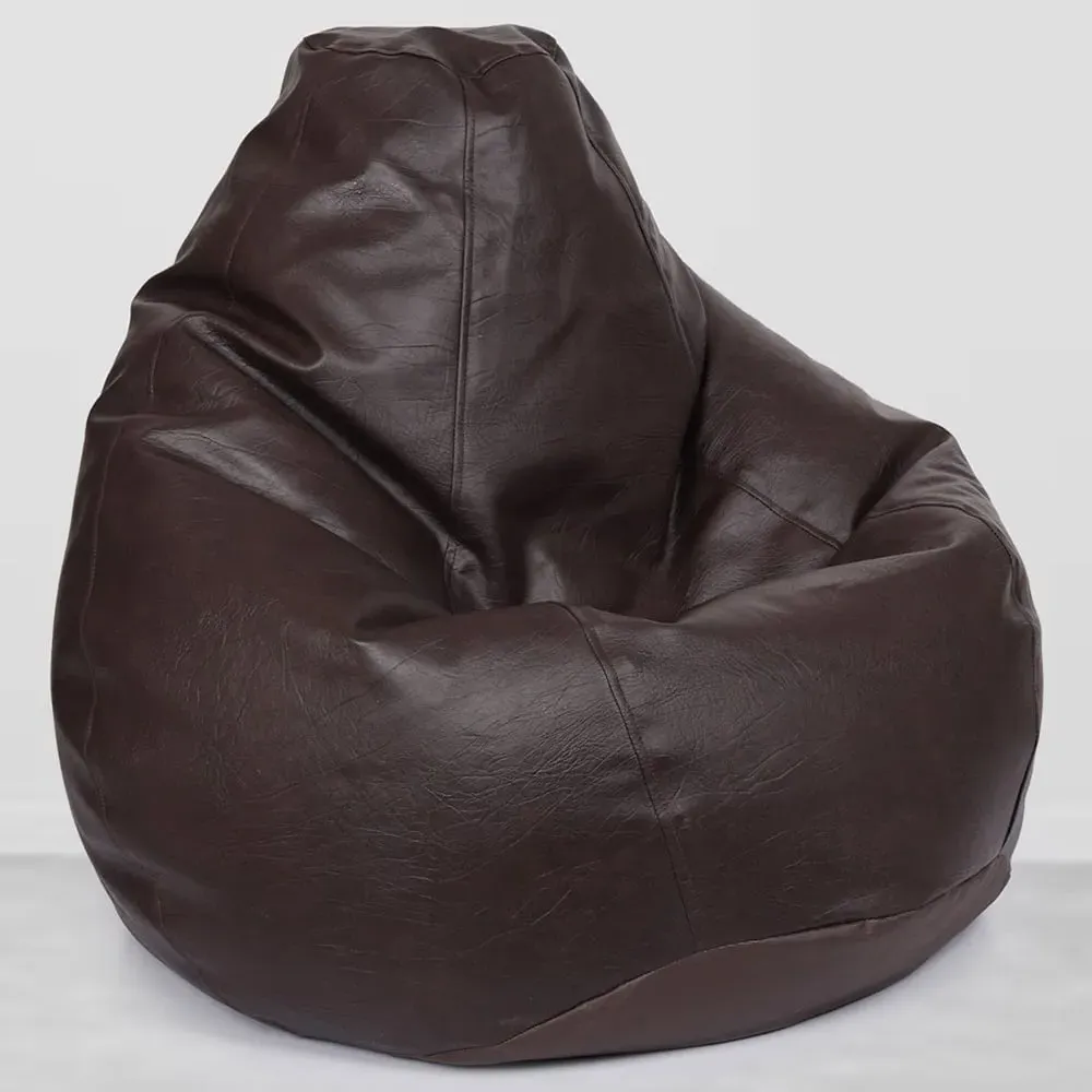 Tear Drop Bean Bag - Brown, Faux Leather image