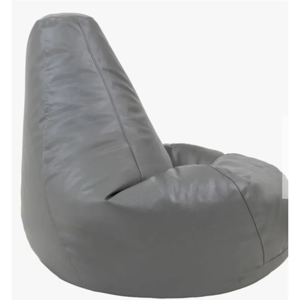 Tear Drop Bean Bag - Grey, Faux Leather