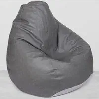 Tear Drop Bean Bag - Grey, Faux Leather
