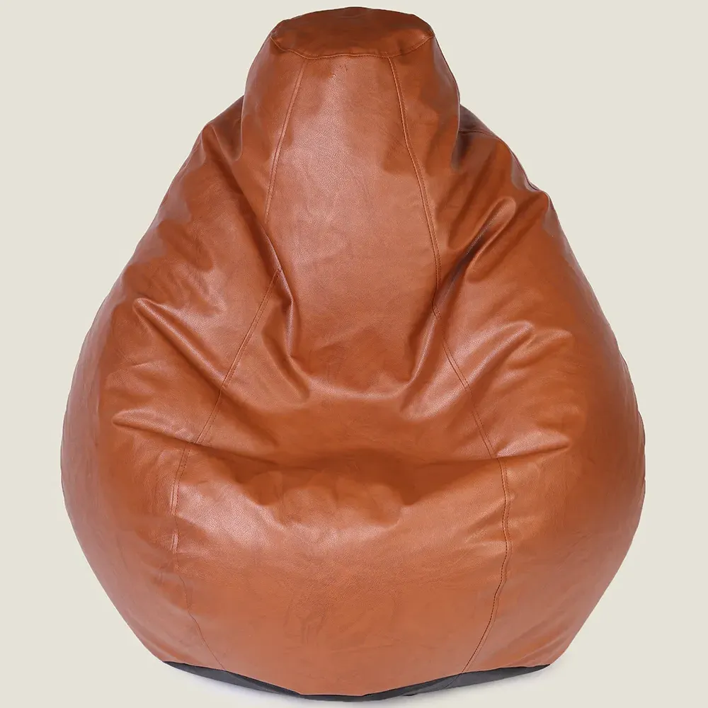 Tear Drop Bean Bag - Tan, Faux Leather