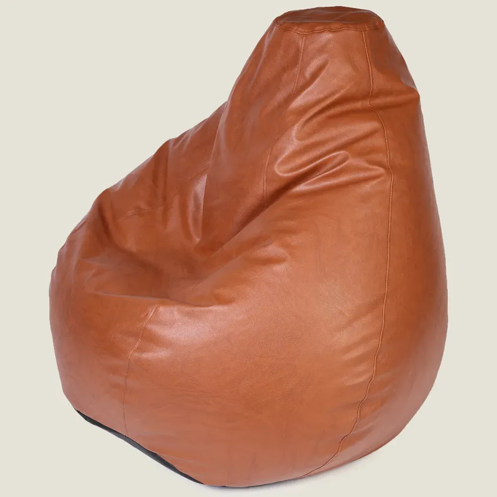 Tear Drop Bean Bag - Tan, Faux Leather