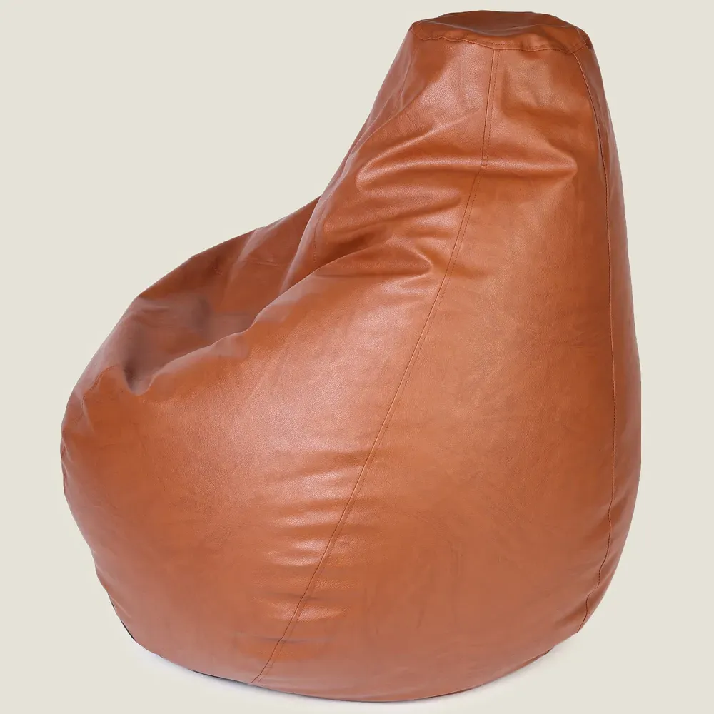 Tear Drop Bean Bag - Tan, Faux Leather
