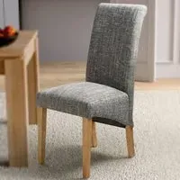 Set of 2 Dining Chairs - Grey, Tweed