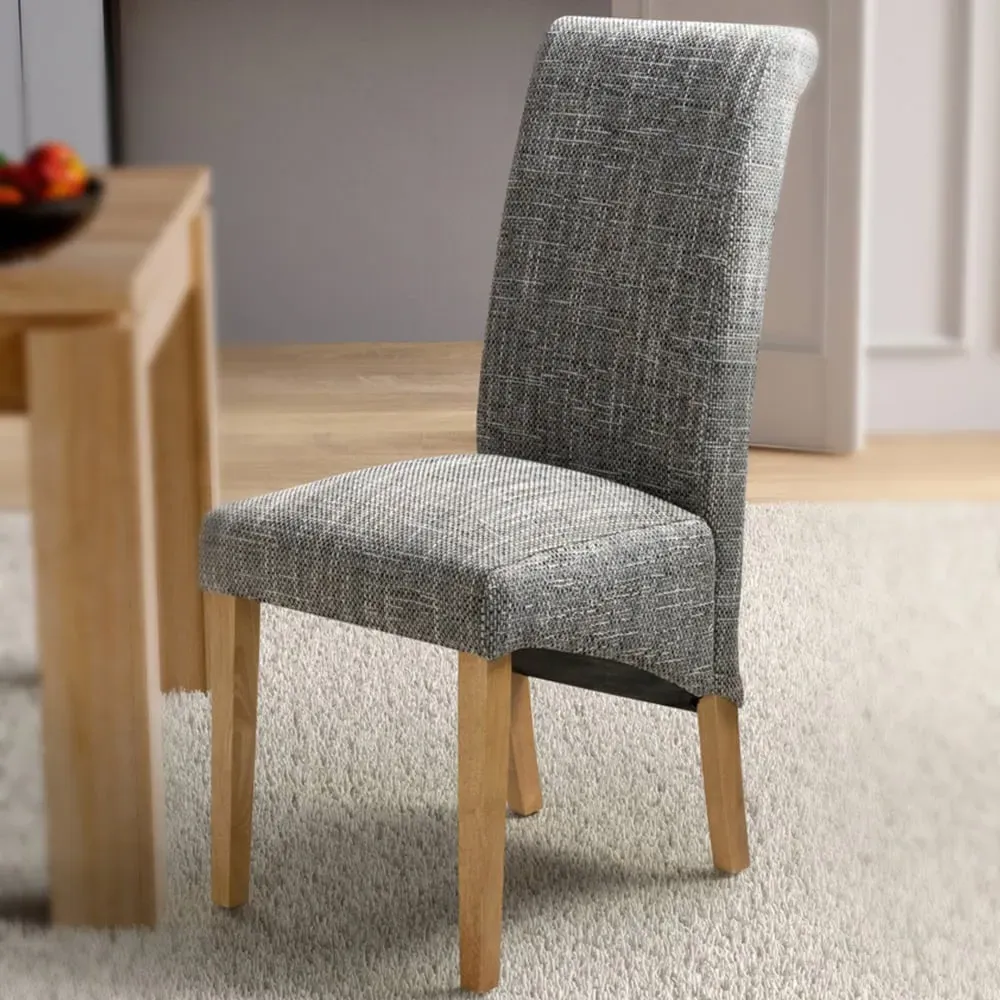 Set of 2 Dining Chairs - Grey, Tweed