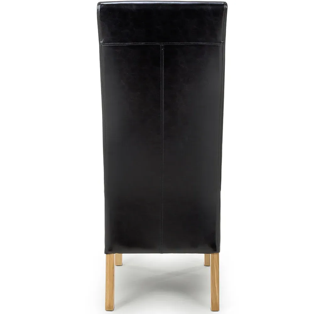 Set of 2 Dining Chairs - Black, Bonded Leather