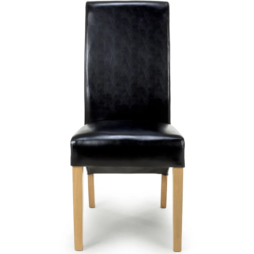 Set of 2 Dining Chairs - Black, Bonded Leather