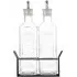 Set of 2 Oil Bottles with Metal Rack - Clear