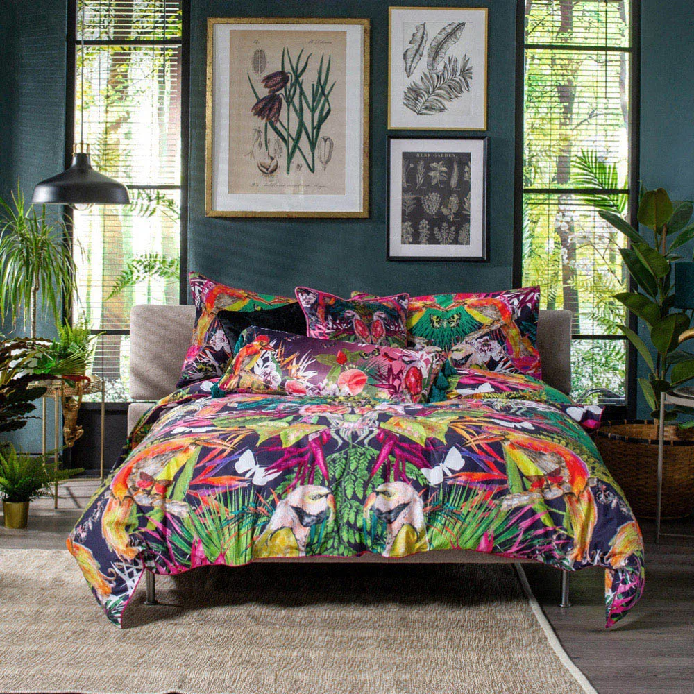 Birds of Paradise Double Duvet Set - Pink