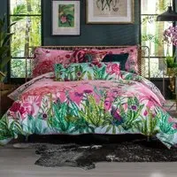 Exotic World Super King Size Duvet Set - Pink, Cotton