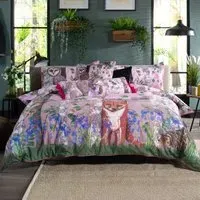 The Forest at Twilight Double Duvet Set - Pink, Cotton