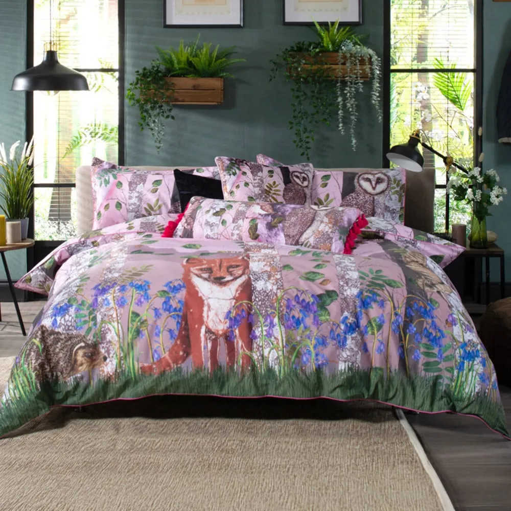 The Forest at Twilight Double Duvet Set - Pink, Cotton