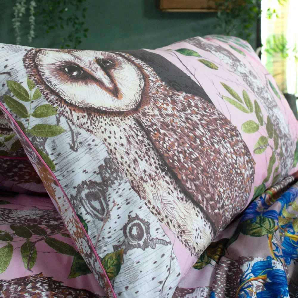 The Forest at Twilight Super King Size Duvet Set - Pink, Cotton