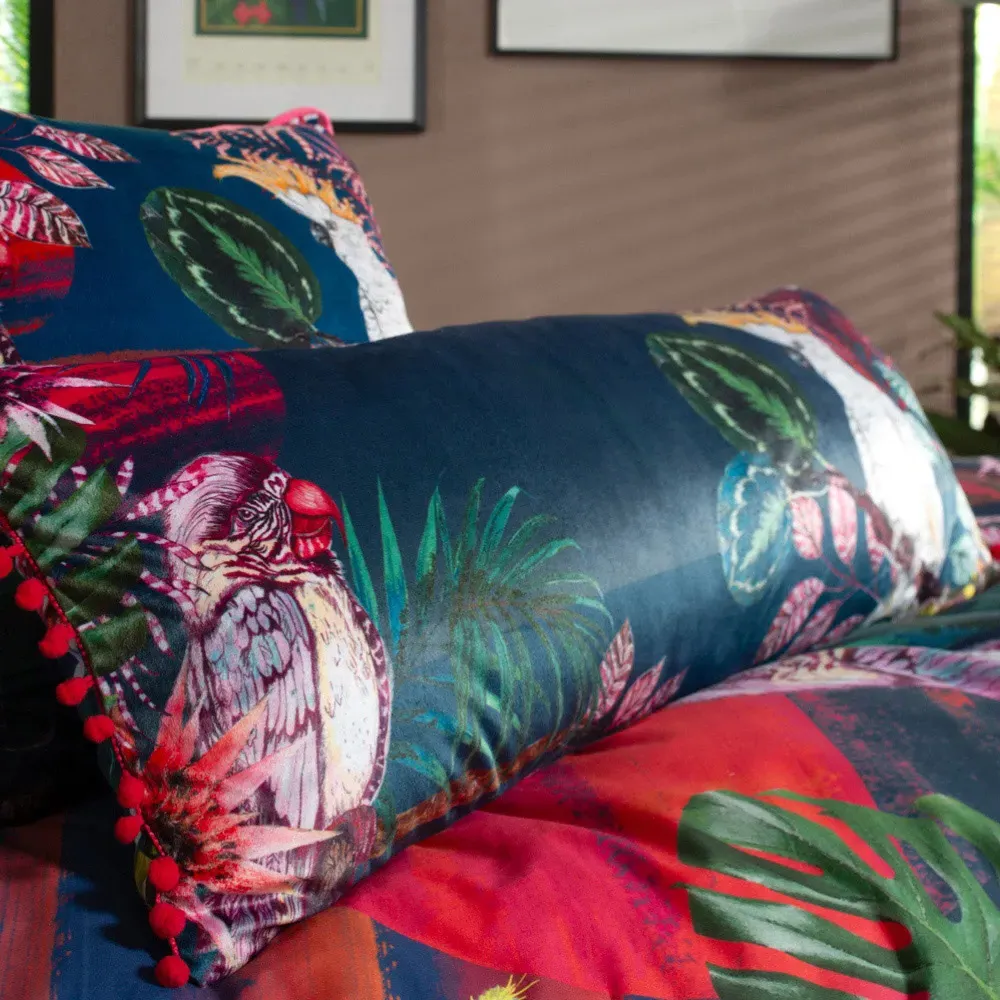 The Parrot and The Cockatoo Cushion - Blue image