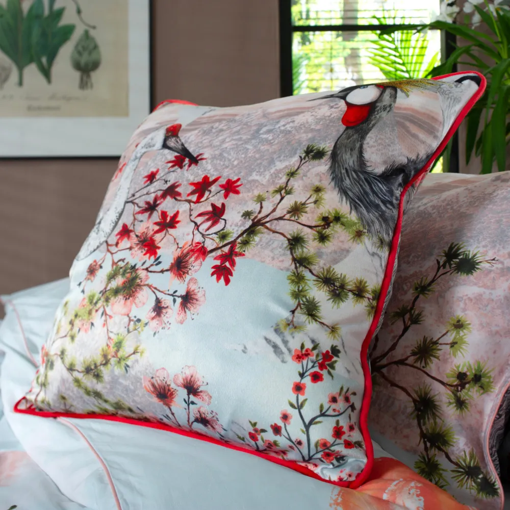 Tsuru Nichi Cushion 50x50cm - Blue