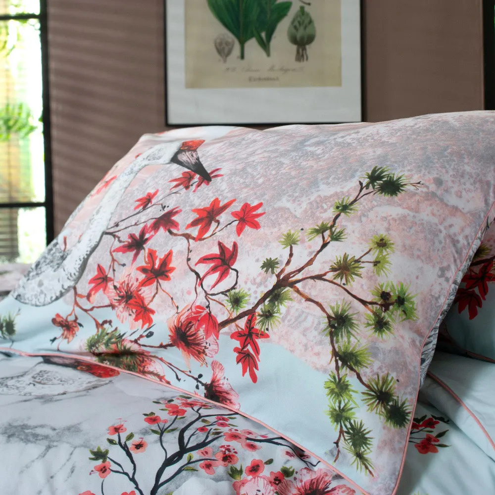 Tsuru Nichi King Size Duvet Set - Blue, Cotton