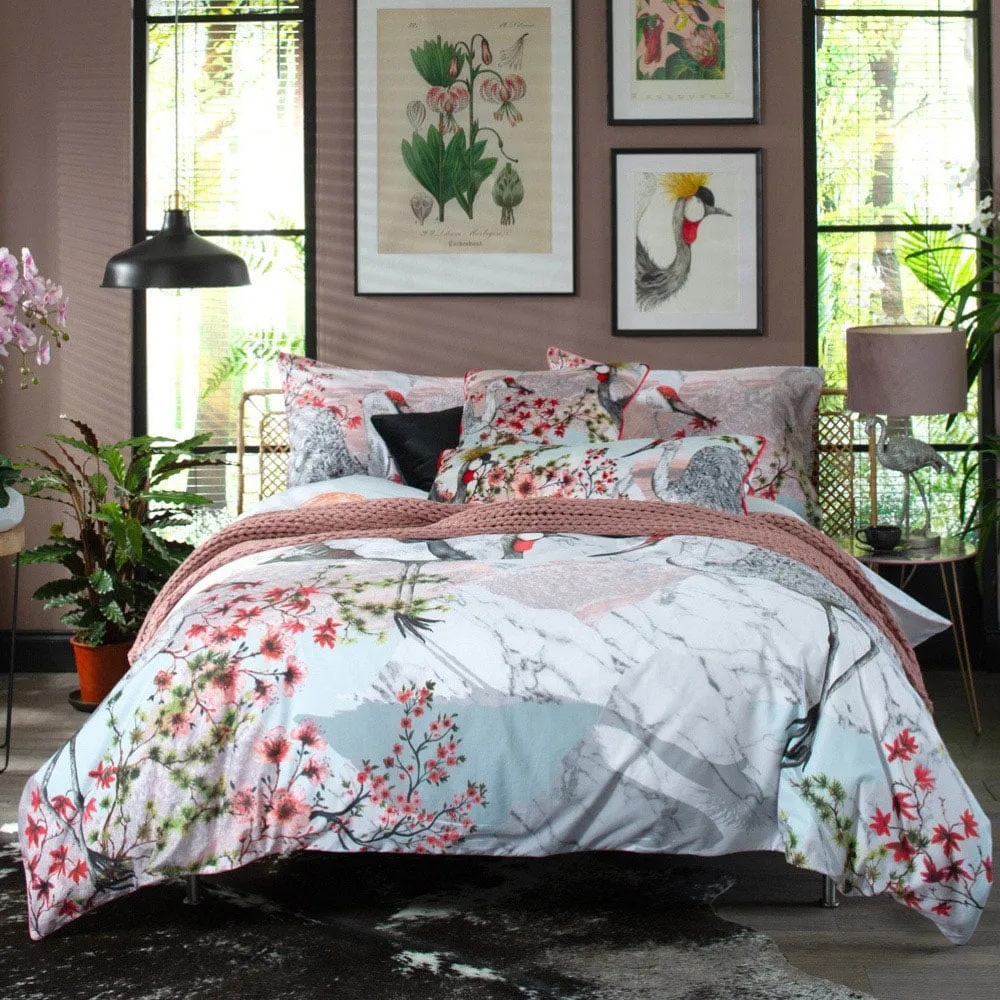 Tsuru Nichi King Size Duvet Set - Blue, Cotton