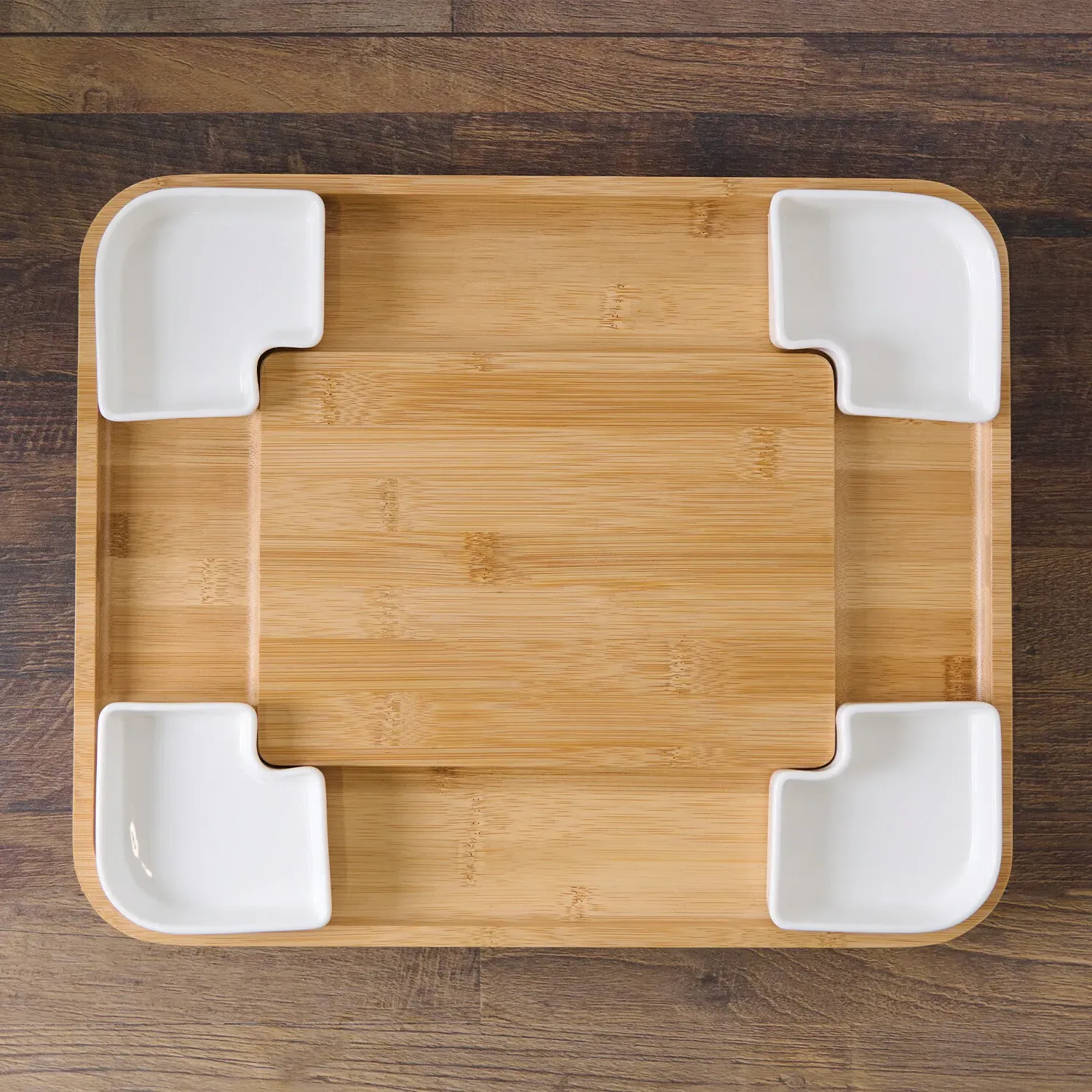 14 Piece Bamboo Cheese Board Set - Natural, White