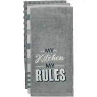 3 Piece My Kitchen My Rules Tea Towel Set - Multi