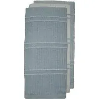 Green Ripple Stripes Tea Towel 3 Pack - Blue, Cotton