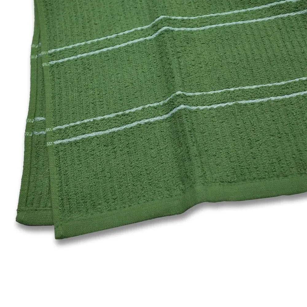 Green Ripple Stripes Tea Towel 3 Pack - Green, Cotton