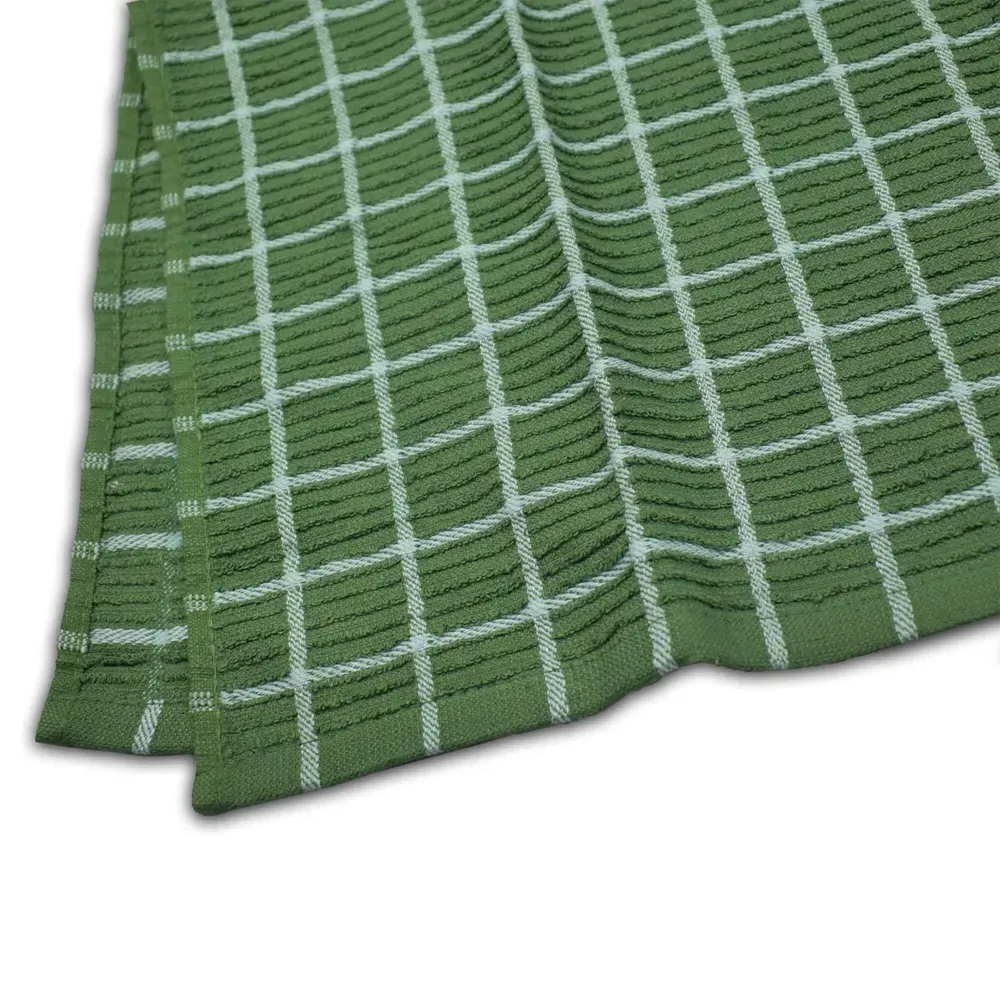 Ripple Check Tea Towel 3 Pack - Green, Cotton