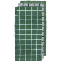 Ripple Check Tea Towel 3 Pack - Green, Cotton