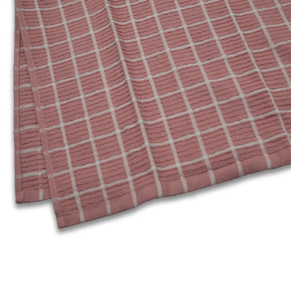 Ripple Check Tea Towel 3 Pack - Pink, Cotton