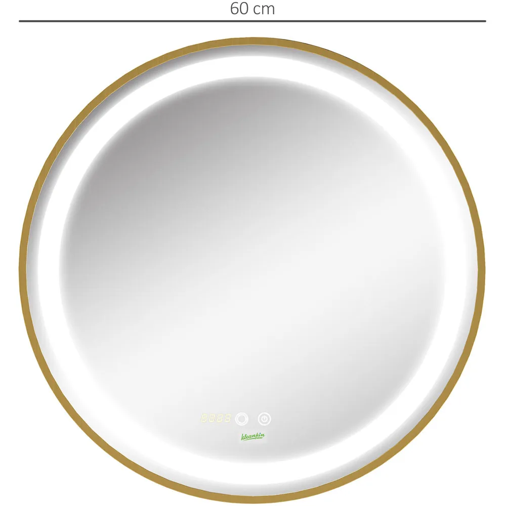 Round LED Bathroom Mirror - Gold