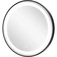 Round LED Bathroom Mirror with Touch Control - Black