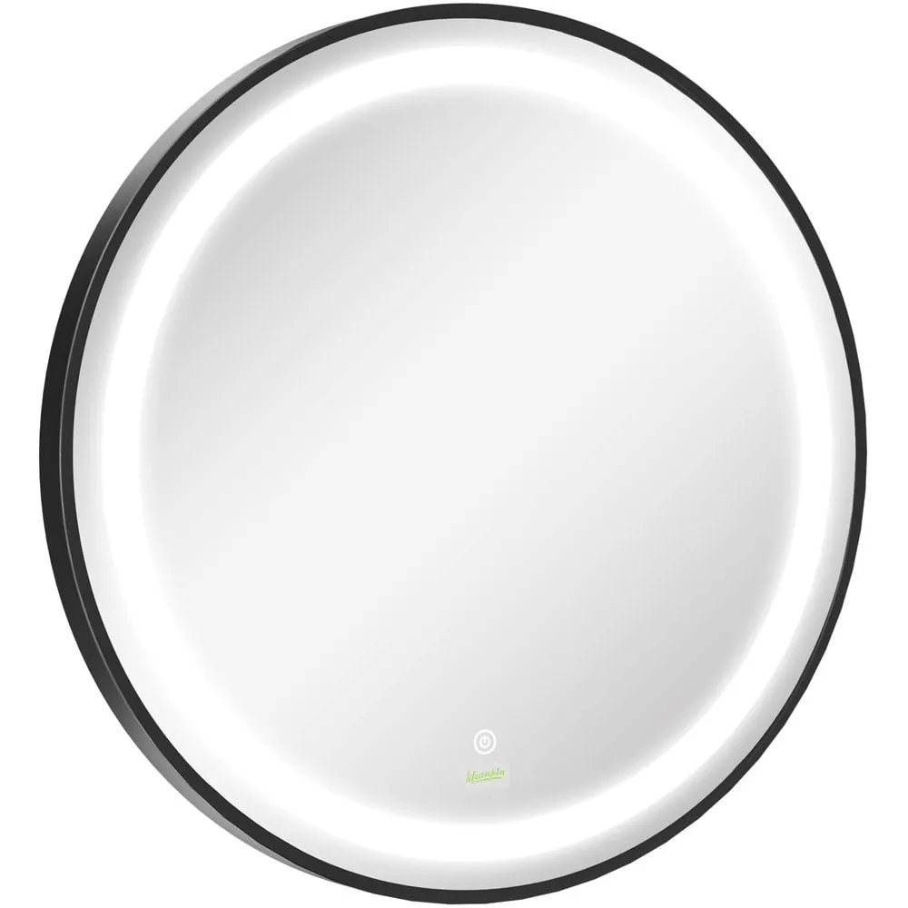 Round LED Bathroom Mirror with Touch Control - Black image