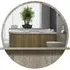 Round Makeup Mirror with Shelf - Grey, Wood Effect