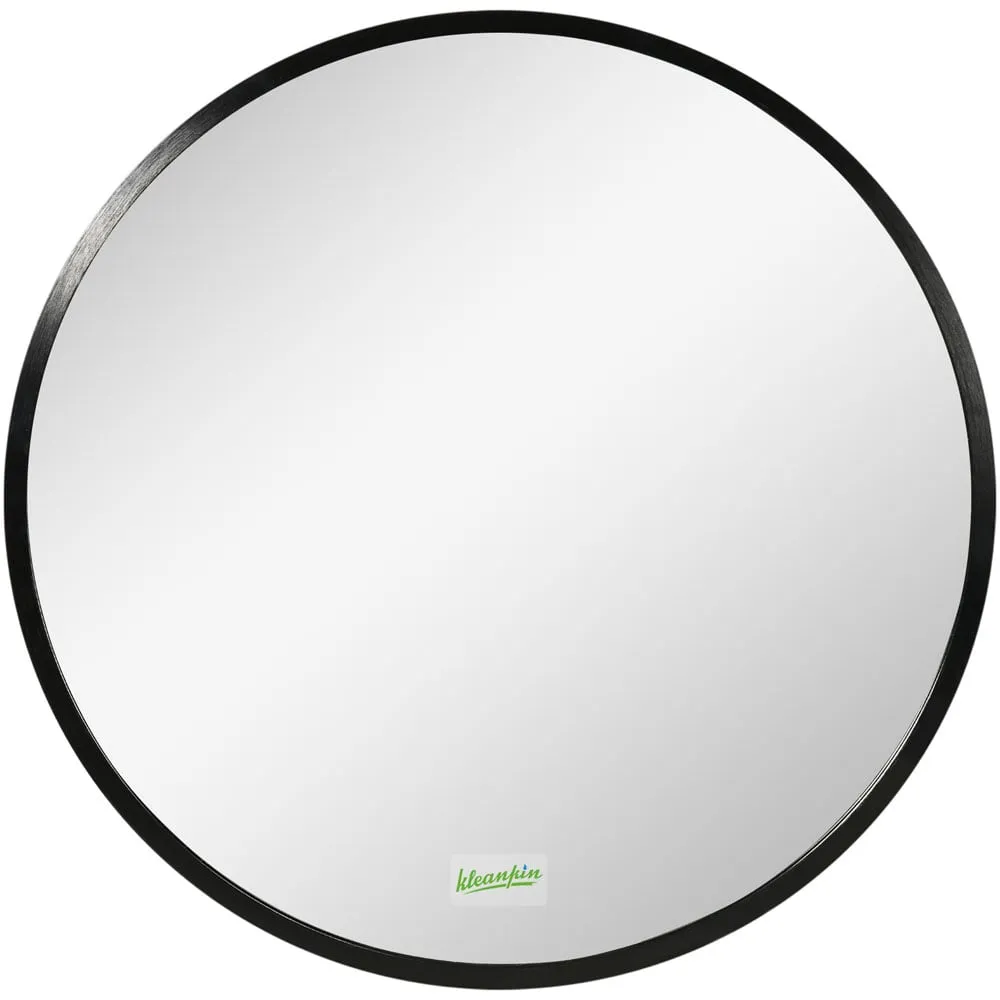 Round Wall Mounted Bathroom Mirror - Black, Aluminium
