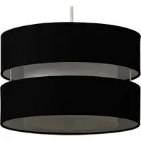 2 Tier Pendant Light Shade - Black, Fabric