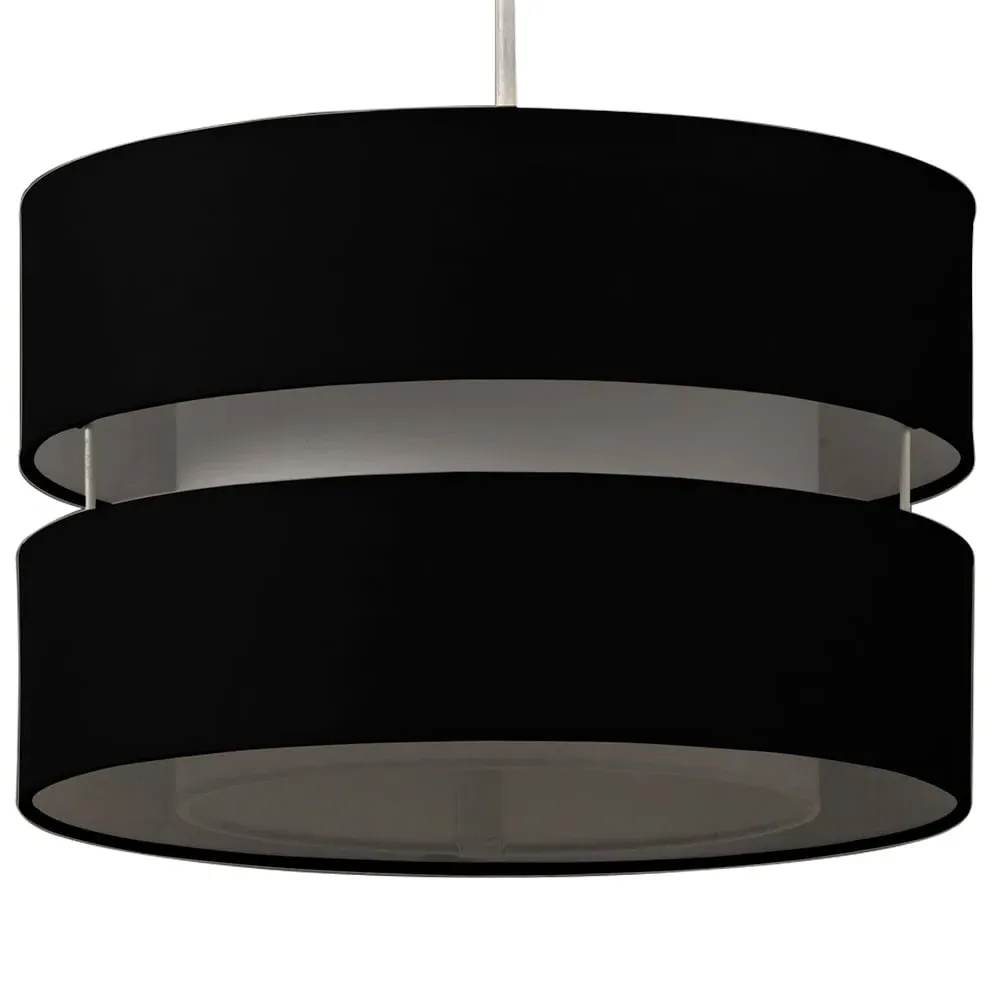 2 Tier Pendant Light Shade - Black, Fabric image
