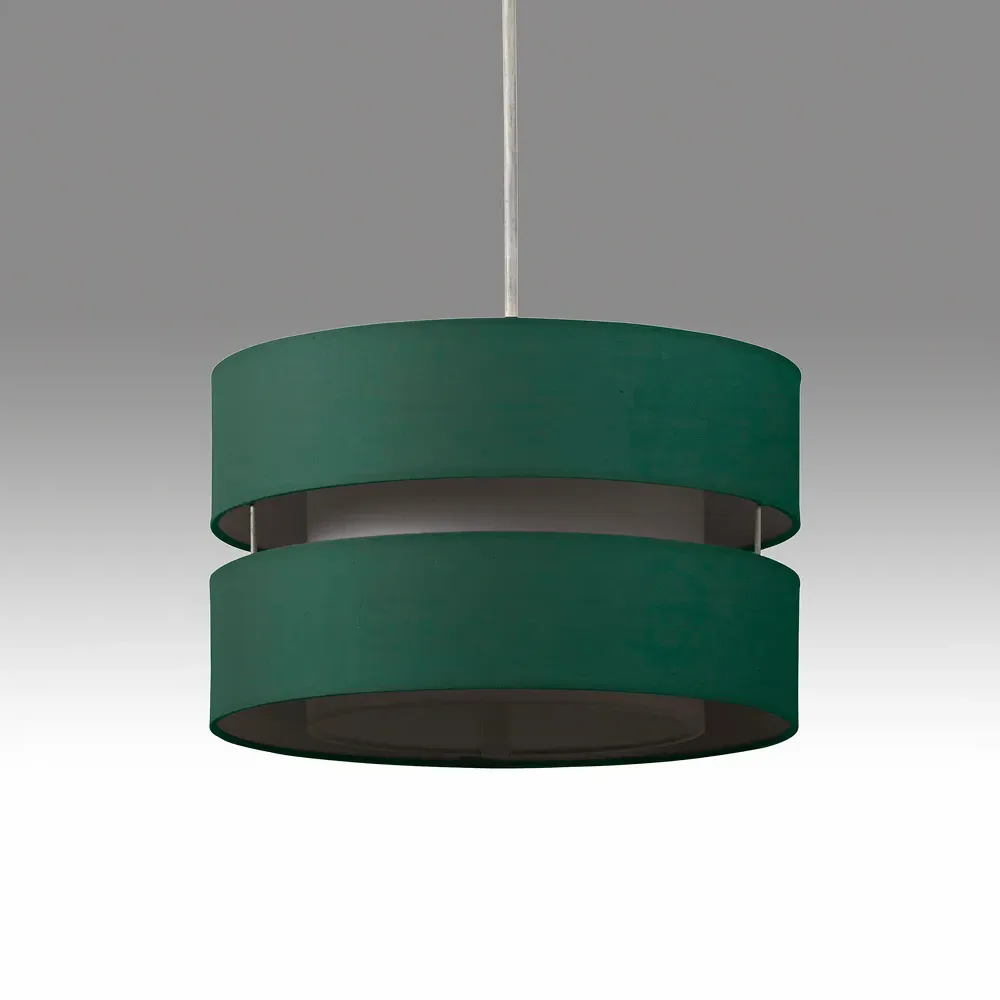2 Tier Pendant Light Shade - Green, Fabric
