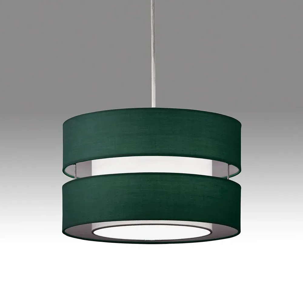 2 Tier Pendant Light Shade - Green, Fabric