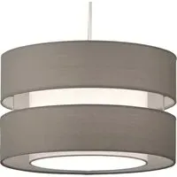 2 Tier Pendant Light Shade - Grey, Fabric